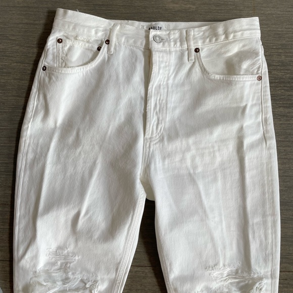 Agolde Riley white distressed denim size 29 - Picture 3 of 12